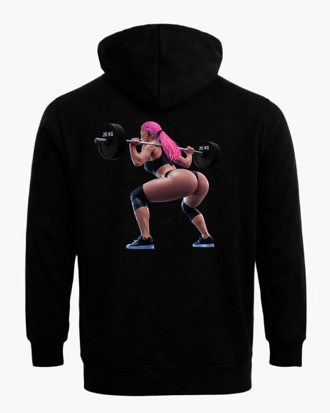 Black Titan Aesthetic Zip Hoodie by BD WEAR with front zipper, hood, and ribbed cuffs, displayed on a hanger.