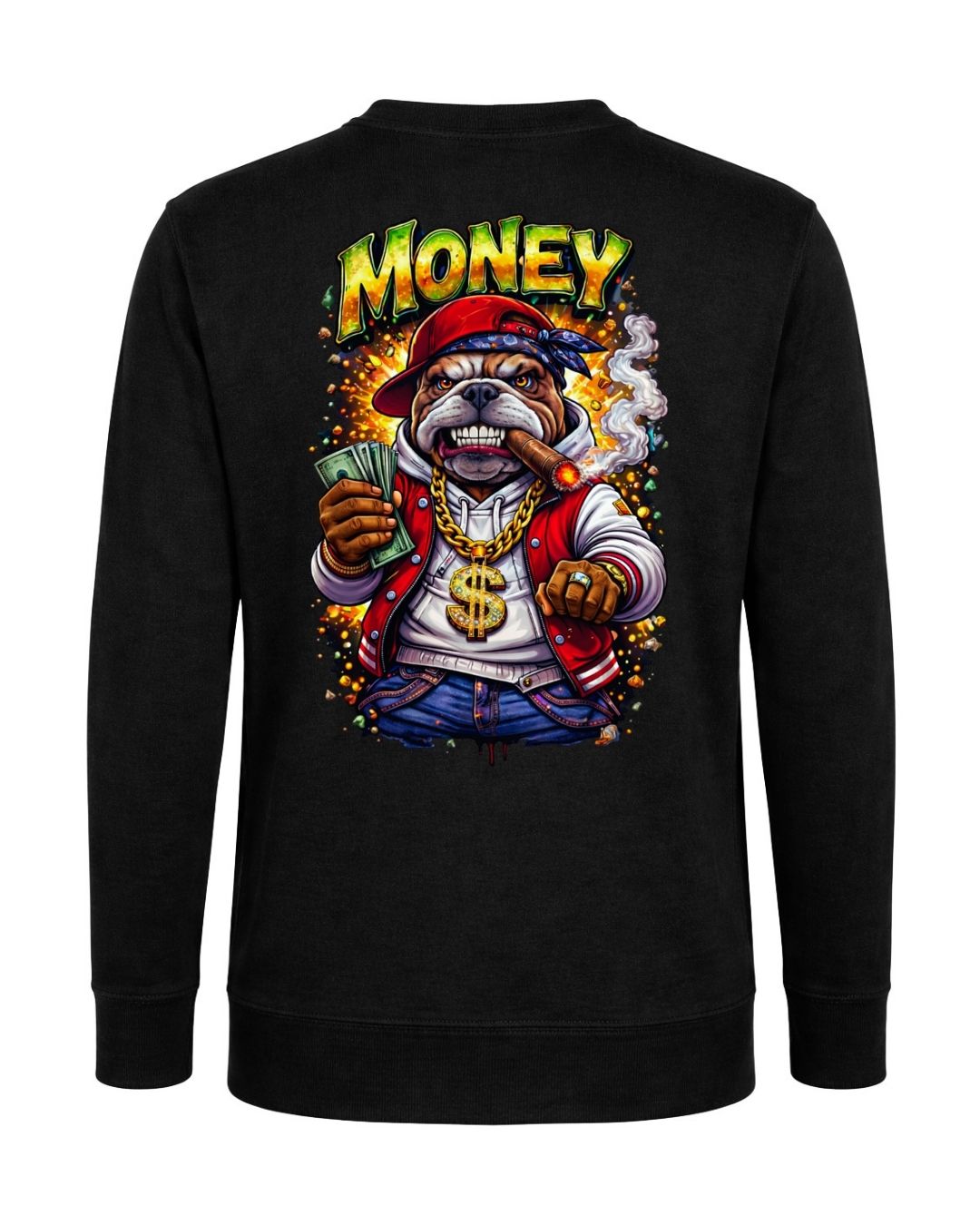 BD WEAR Titan Hustler crewneck sweatshirt in black, featuring a comfortable fit and bold graphic design on the front.