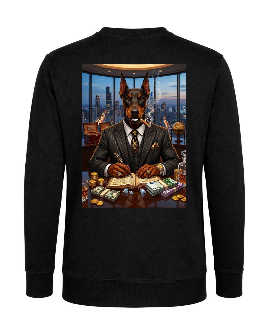 Black Titan Boss Crewneck by BD WEAR featuring a relaxed fit and bold logo design on the front.