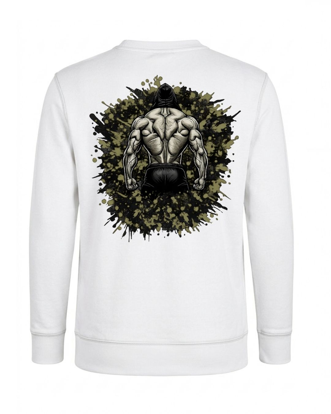 BD WEAR Titan Iron Back Crewneck sweatshirt in black, showing the front view with a focus on the crewneck and back iron design.