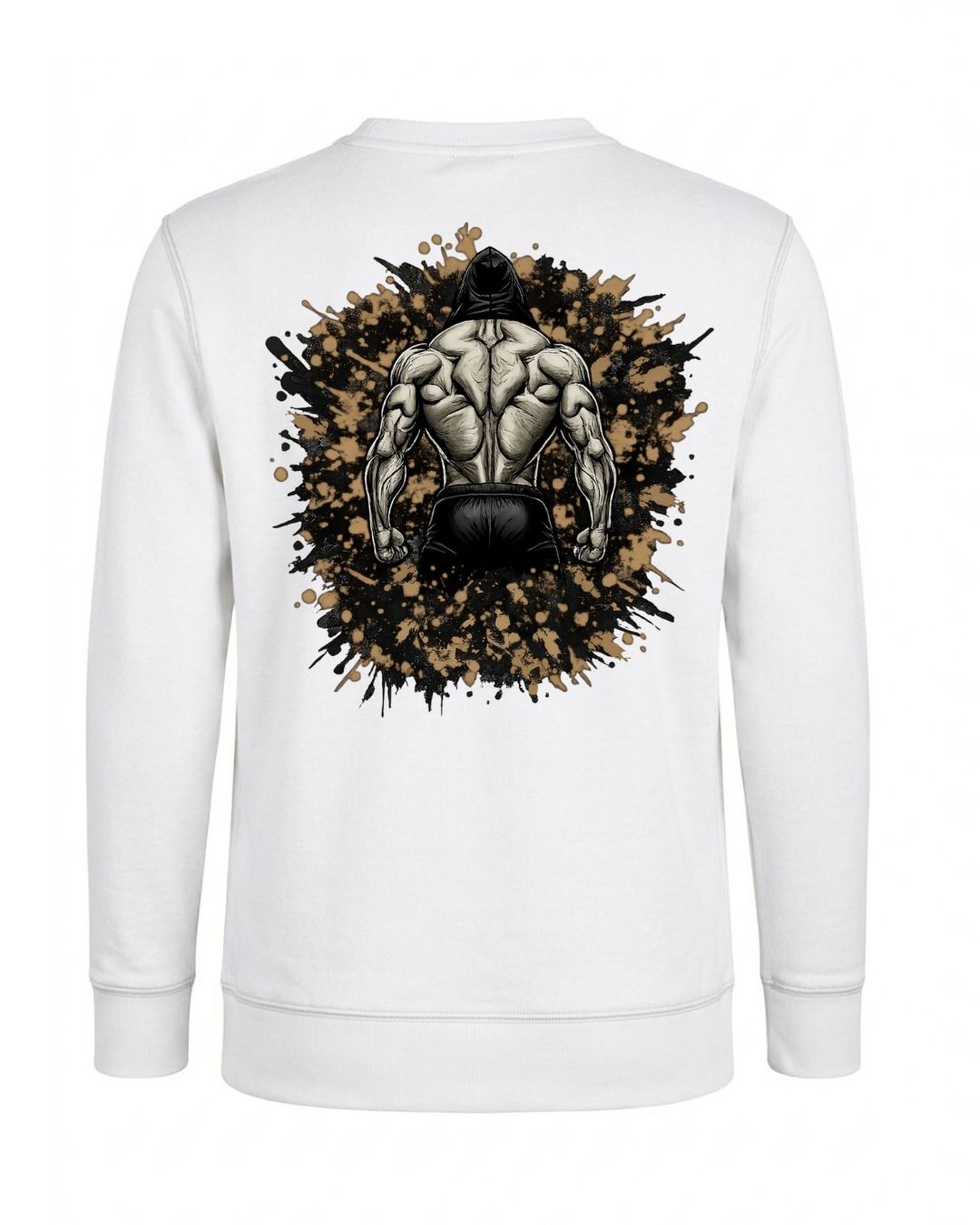 BD WEAR Titan Iron Back Crewneck sweatshirt in black with a bold iron design on the back, casual and comfortable fit.