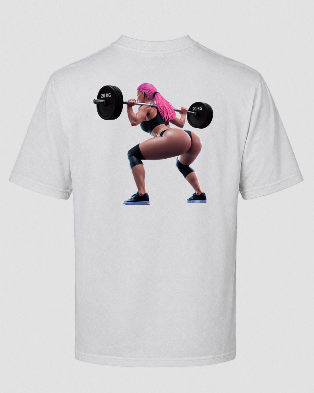 BD WEAR Titan Squat Queen oversized T-shirt featuring bold graphics and relaxed fit, perfect for casual and athletic wear.