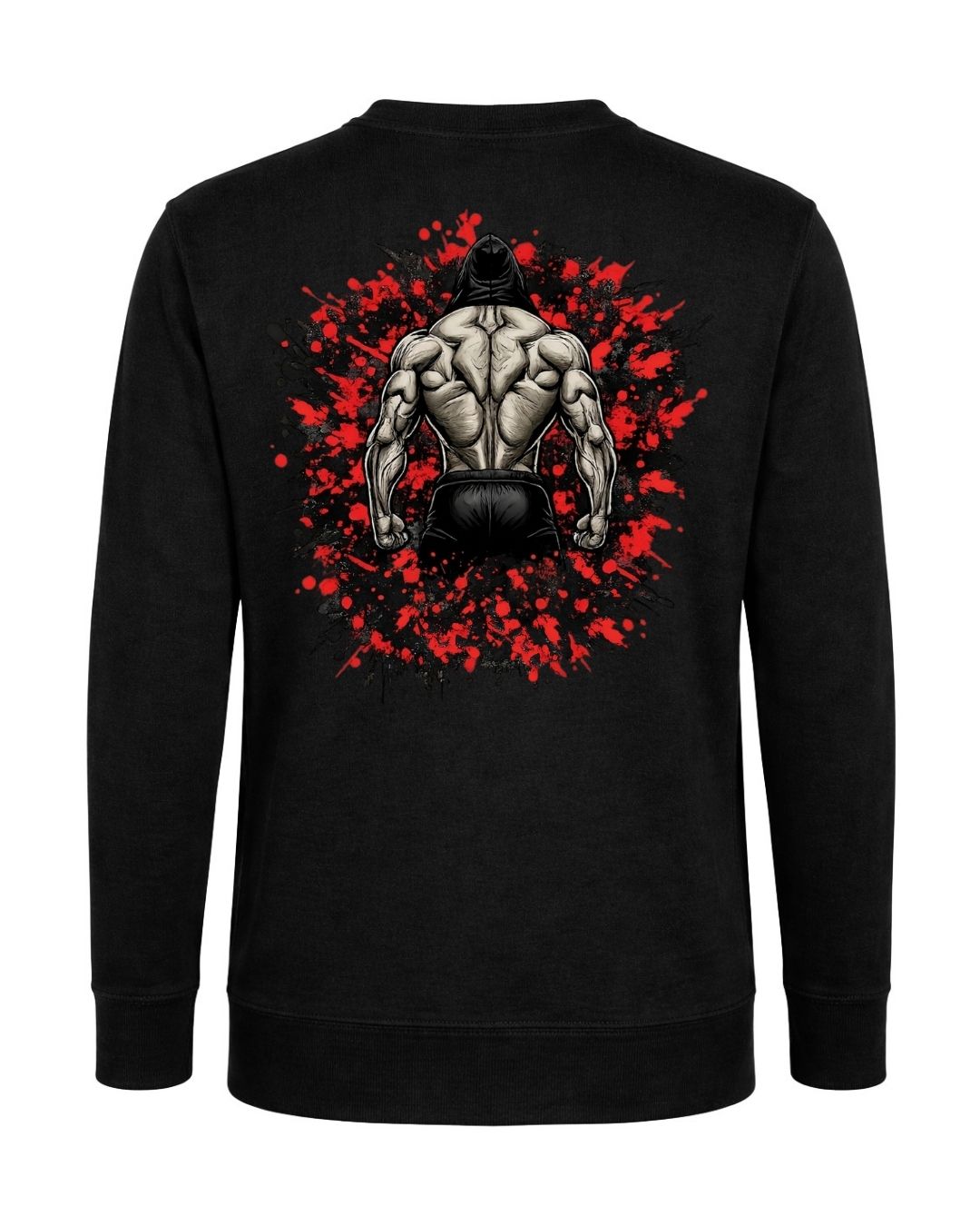BD WEAR Titan Iron Back crewneck sweatshirt in black with metallic iron design on the back, casual and comfortable fit.