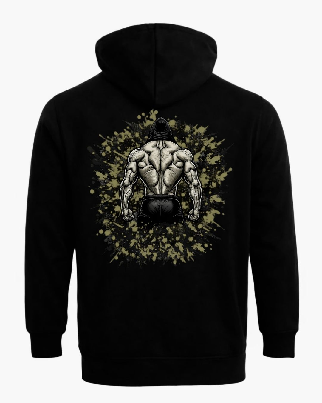 BD WEAR Titan Iron Back Zip Hoodie with front zipper and graphic design on the back, casual men's hoodie for everyday wear.
