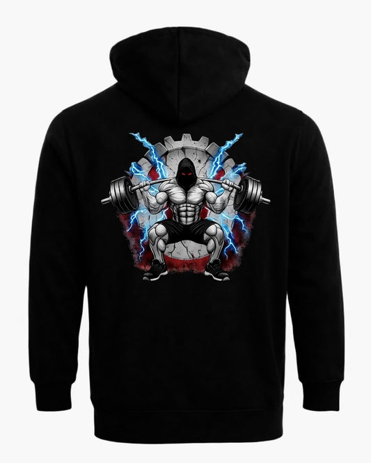 Black Titan Squat Zip Hoodie by BD WEAR with front zipper and adjustable drawstrings, casual athletic style.
