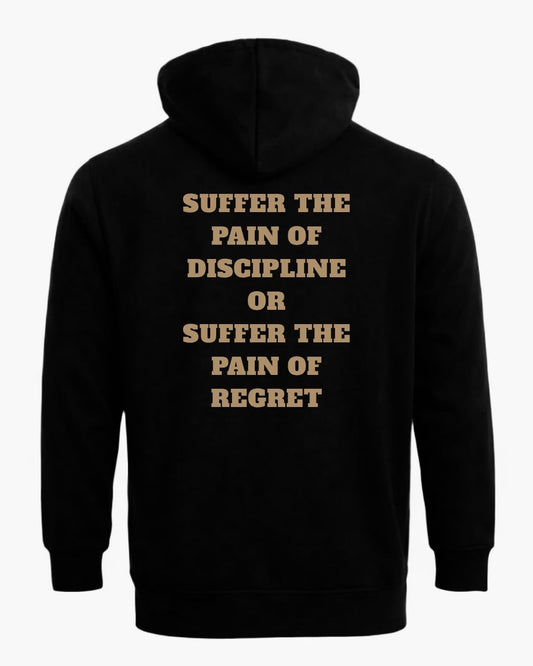 Titan Discipline Zip Hoodie by BD WEAR, front view showcasing the black hoodie with logo and zip-up design.