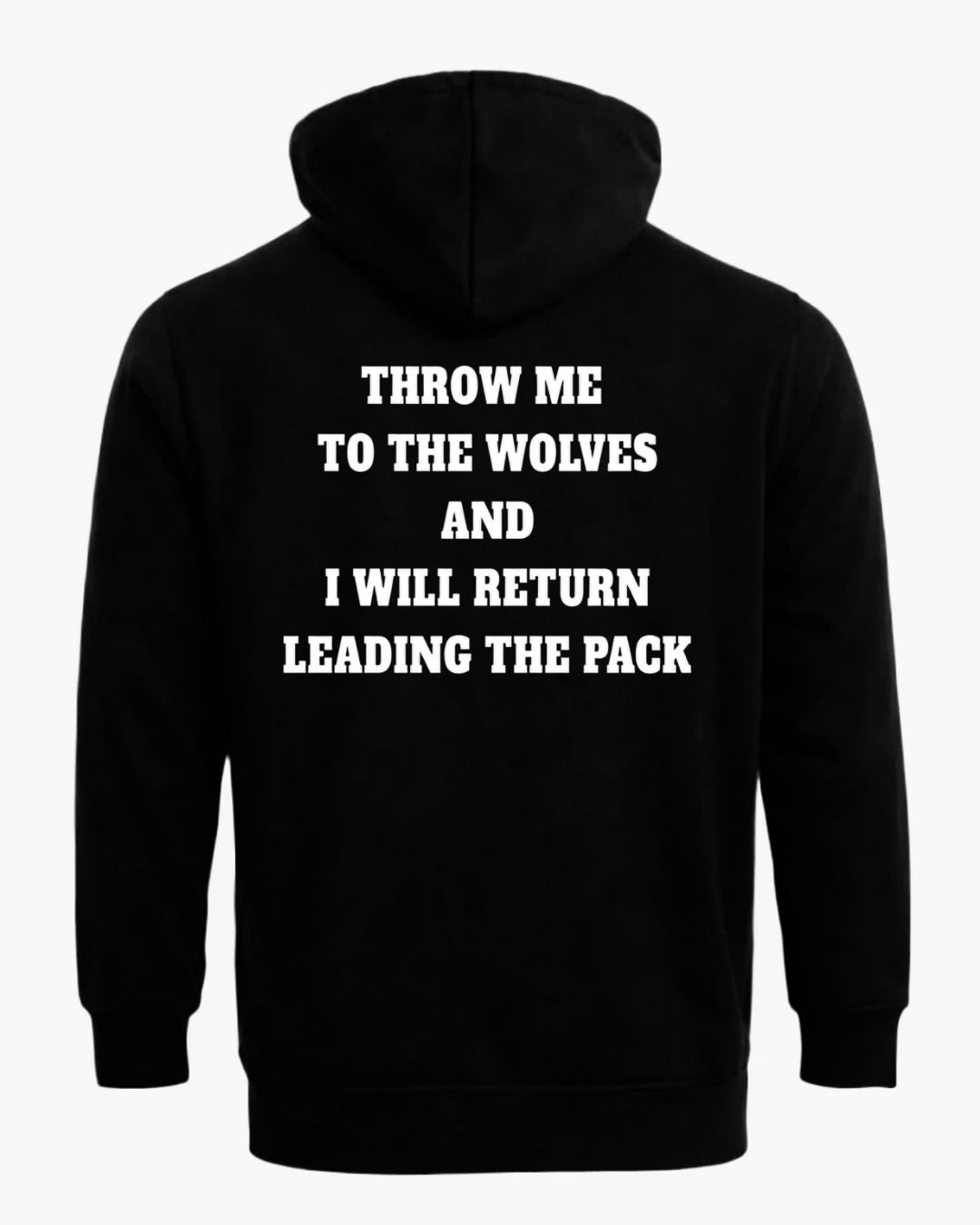 BD WEAR Titan Pack Leader Hoodie displayed on a hanger with a front view, showcasing the black casual hoodie.