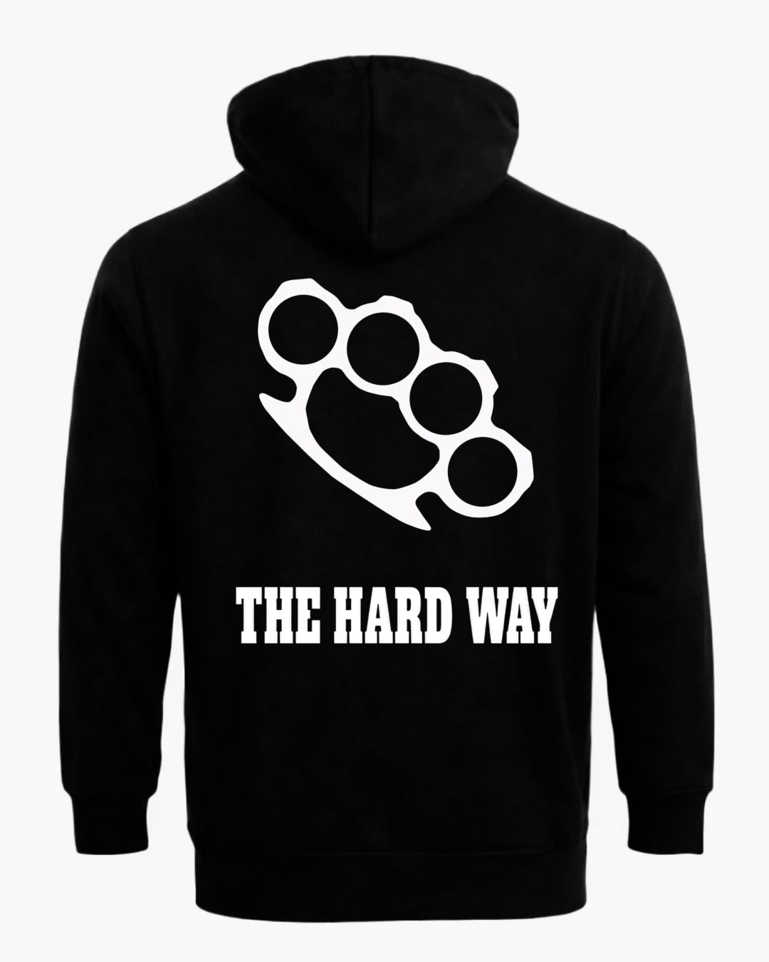 BD WEAR Titan Knuckle Zip Hoodie in black with front zipper, ribbed cuffs, and a bold knuckle graphic on the chest.