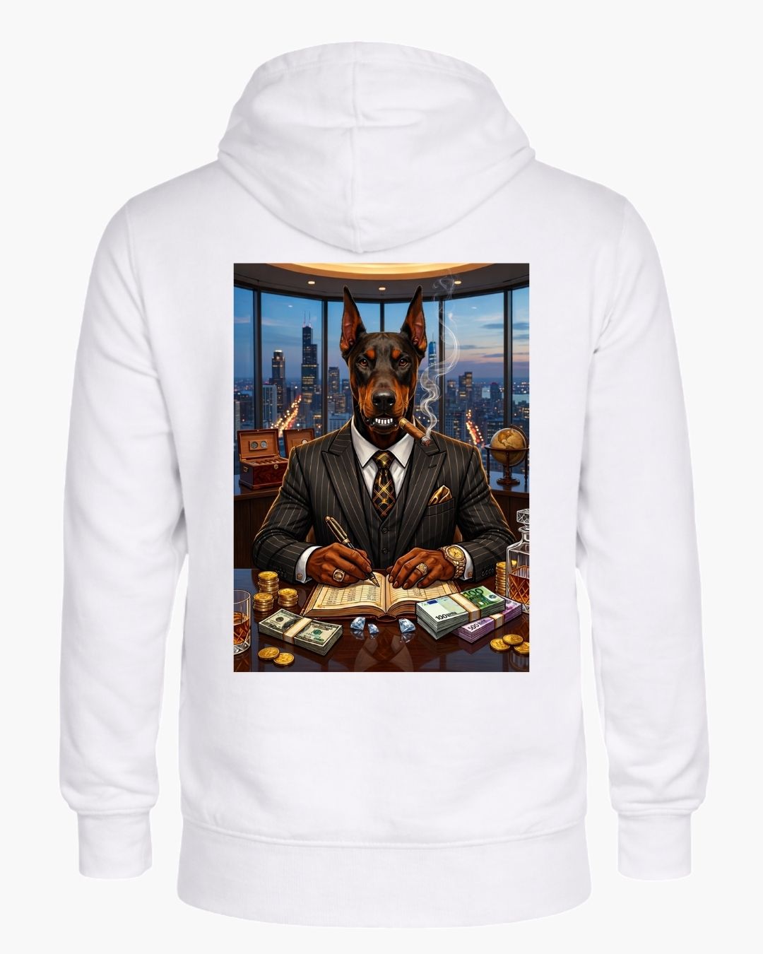 Black Titan Boss Zip Hoodie by BD WEAR, front view showcasing hoodie with full zipper and adjustable drawstrings.