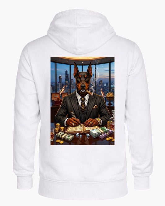 Black Titan Boss Zip Hoodie by BD WEAR, front view showcasing hoodie with full zipper and adjustable drawstrings.