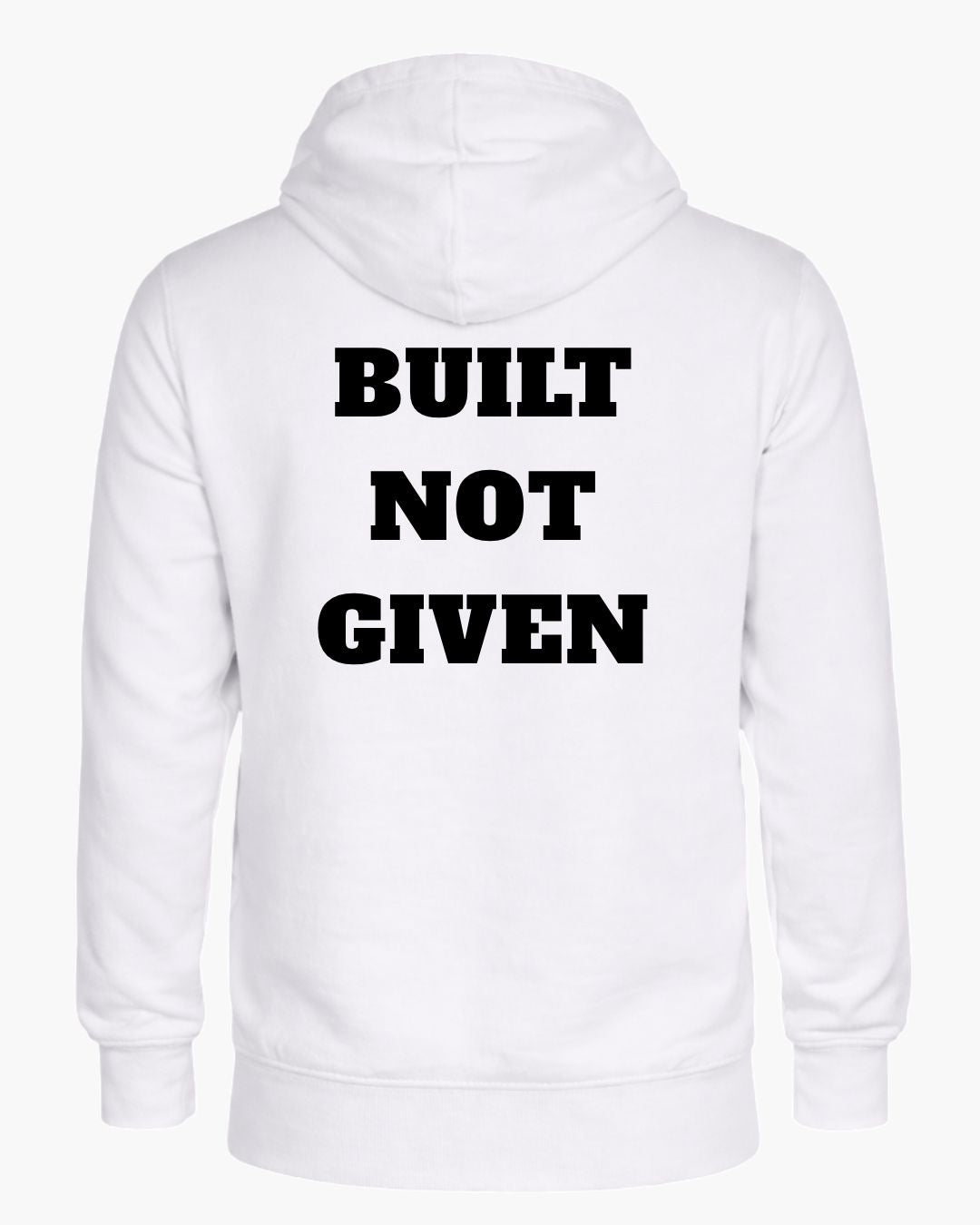 BD WEAR Titan Built Not Given zip hoodie featuring a front zipper, bold graphic design, and comfortable casual fit.