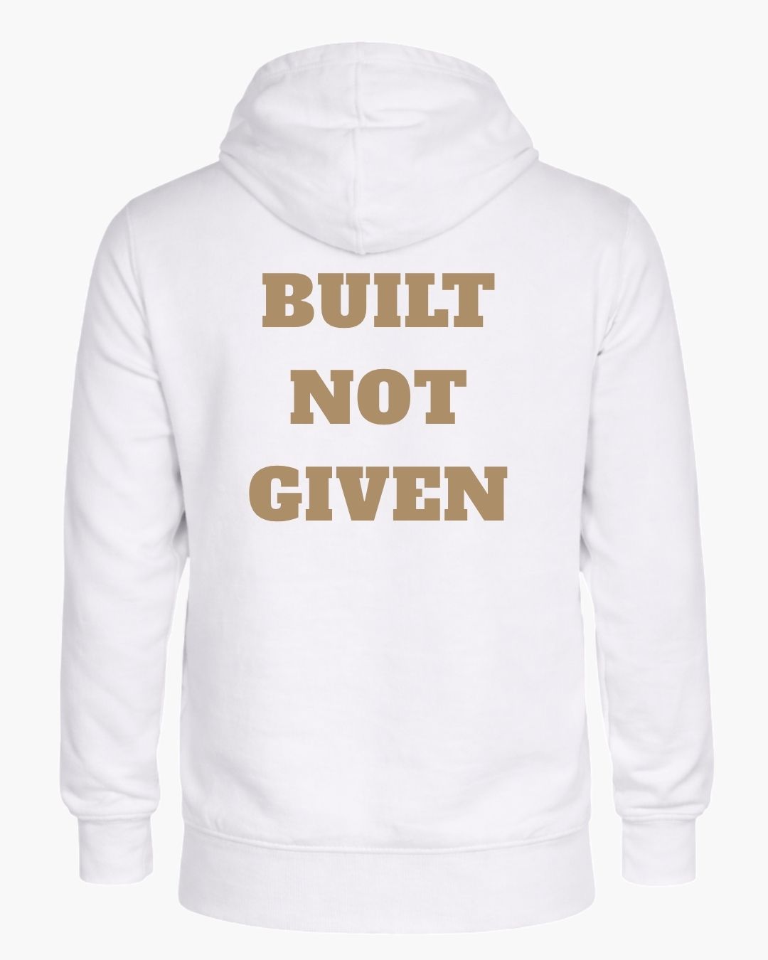 BD WEAR Titan Built Not Given hoodie, black with bold white lettering, shown on a person wearing casual streetwear style.