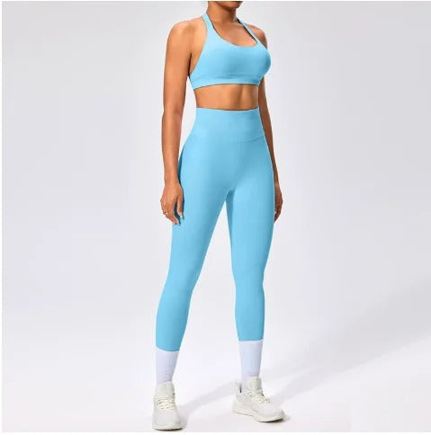 BD WEAR Aura Halter Leggings Set featuring a stylish halter top and matching leggings, perfect for active or casual wear.