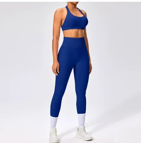 BD WEAR Aura Halter Leggings Set featuring a stylish halter top and matching leggings, shown on a model.