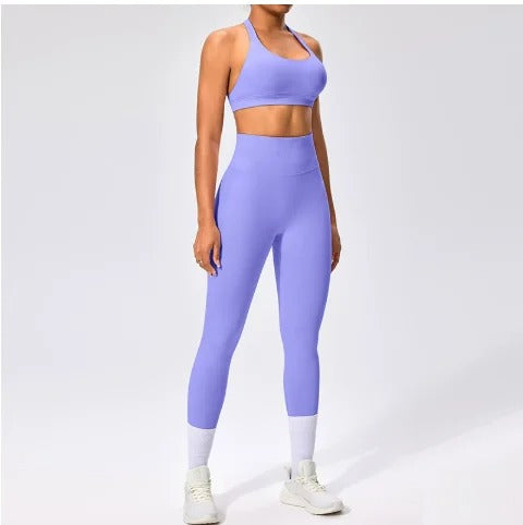 BD WEAR Aura Halter Leggings Set featuring a stylish halter top and matching high-waist leggings, designed for active and casual wear.