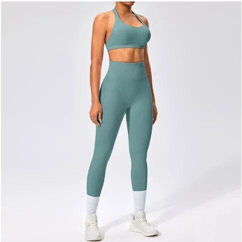 BD WEAR Aura Halter Leggings Set featuring a stylish halter top and matching leggings in vibrant colors, perfect for activewear or casual wear.