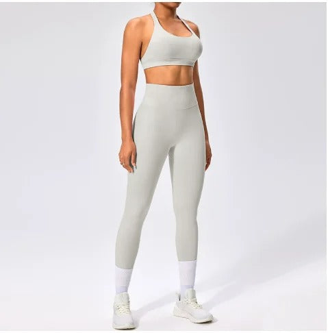 BD WEAR Aura Halter Leggings Set featuring high-waisted leggings and matching halter top in vibrant colors.