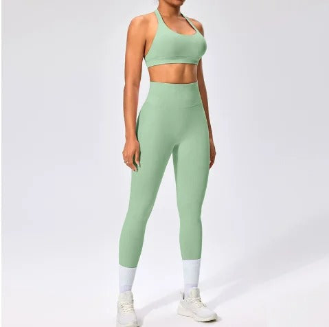 BD WEAR Aura Halter Leggings Set featuring a stylish halter top and matching leggings, perfect for active and casual wear.